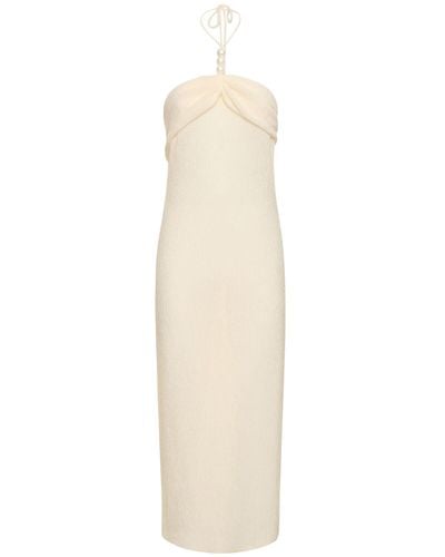 Magda Butrym Embellished Jersey Midi Halter Dress - White