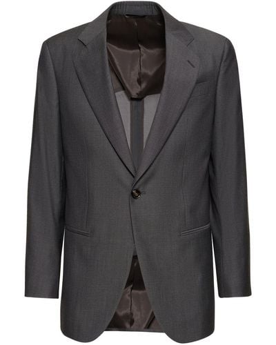 Giorgio Armani Lvr exclusive - veste en laine à boutonnage simple - Noir