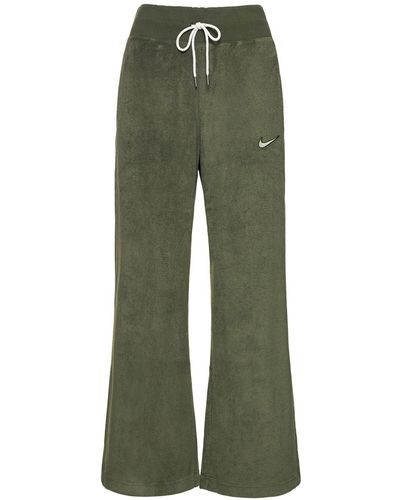 Nike Pantaloni larghi vita alta in spugna - Verde