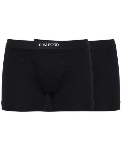 Tom Ford Pack Of 2 Logo Cotton Boxer Briefs - Black