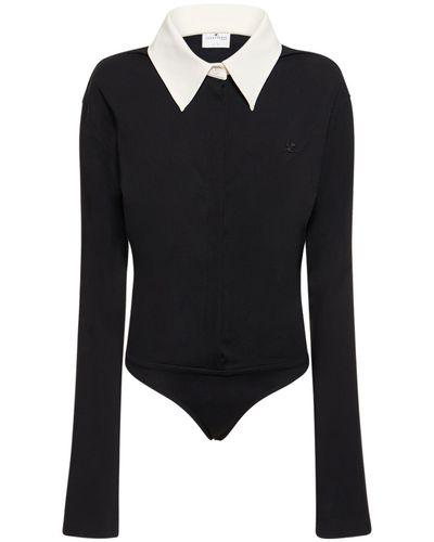 Courreges Drop Viscose Jersey Bodysuit - Black