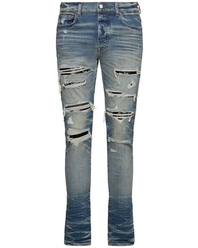 Amiri Sequin Thrasher Cotton Stretch Jeans - Blue