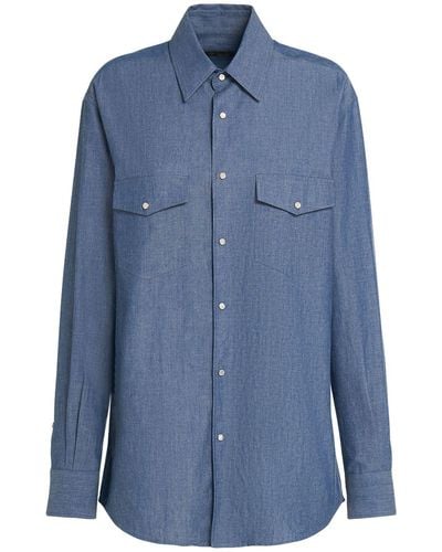 Loro Piana Camisa de cambray de algodón - Azul