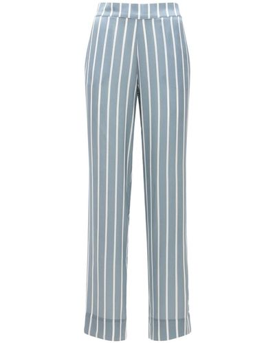 Asceno Pantalon De Pyjama En Satin De Soie The London - Bleu