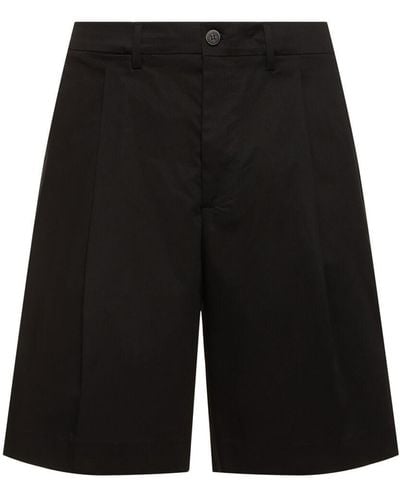 Golden Goose Shorts in gabardina di cotone con logo - Nero