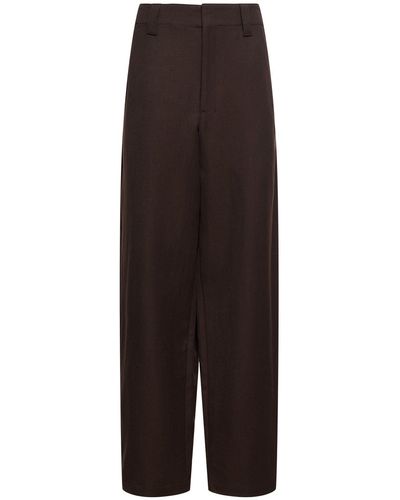 Lemaire Wool & Linen baggy Trousers - Brown