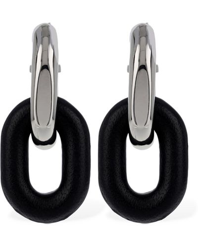 Rabanne Xl Link Leather Hoop Earrings - Black