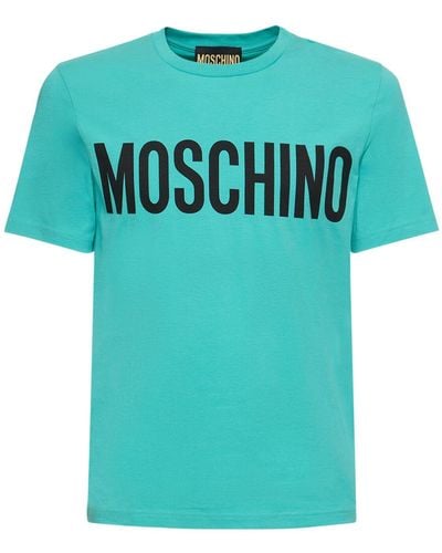 Moschino Camiseta de algodón jersey con logo - Azul