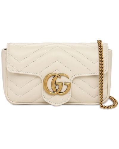 Gucci Supermini gg Marmont Leather Bag - Natural