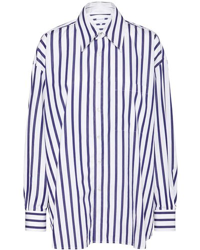 Bottega Veneta Wide Stripe Cotton Shirt - Blue