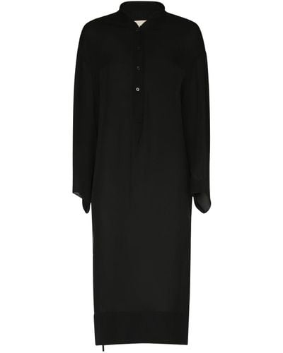 Khaite Brom Silk Midi Dress - Black