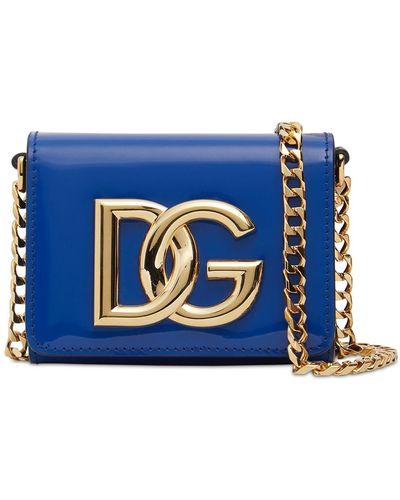 Dolce & Gabbana Mini Dg Patent Leather Shoulder Bag - Blue
