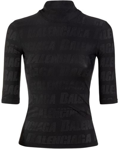 Balenciaga 3/4 Sleeve Nylon T-Shirt - Black