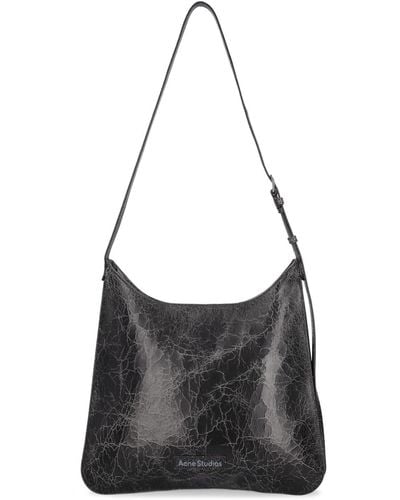 Acne Studios Platt Wrinkled Leather Shoulder Bag - Black