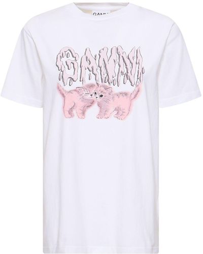 Ganni Cats Basic Jersey Relaxed T-shirt - White