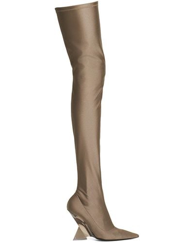 The Attico 105Mm Cheope Lycra Over-The-Knee Boots - Brown