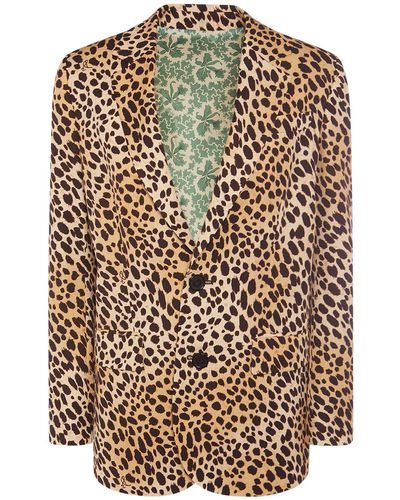 DSquared² Leopard Print Viscose Twill Jacket - Multicolor