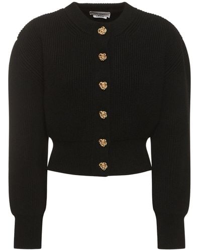 Alexander McQueen Button-embellished Cashmere And Wool-blend Knitted Cardigan - Black
