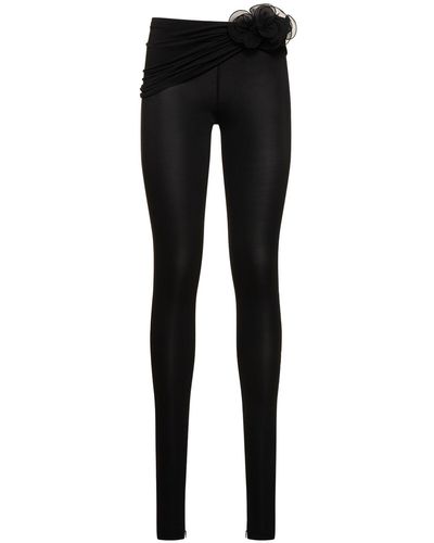 Magda Butrym Draped Jersey leggings W/rose - Black