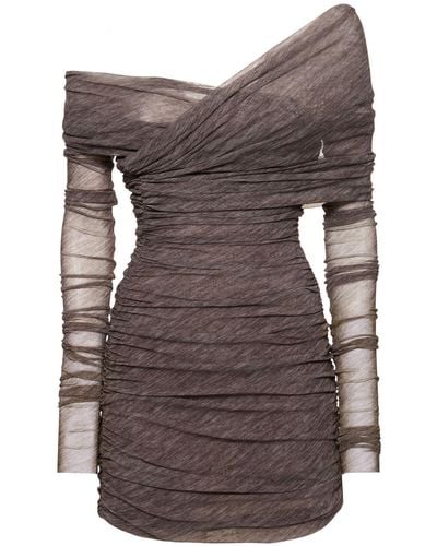 Philosophy Di Lorenzo Serafini Stretch Tulle Mini Dress - Brown