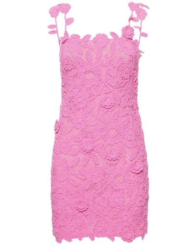 Blumarine Floral Macramé Cotton Blend Mini Dress - Pink