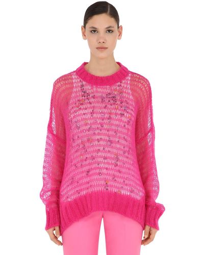 N°21 Pullover Aus Wollmischstrick Mit Tanktop - Pink