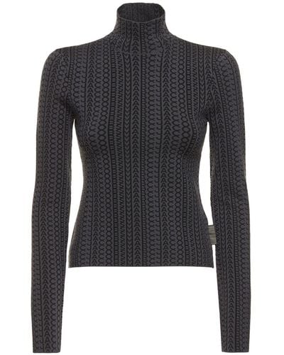 Marc Jacobs Monogram Compact Knit Mockneck Sweater - Black
