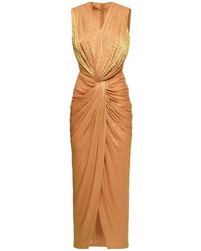 Costarellos Midikleid Aus Lurexgeorgette "franca" - Orange