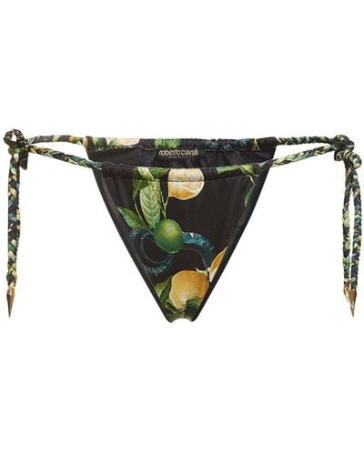 Roberto Cavalli Slip bikini in lycra stampata - Nero