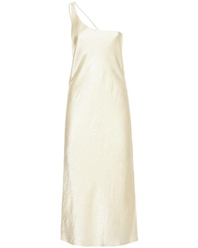 Third Form Crush Bias One Shoulder Satin Midi Dress - White