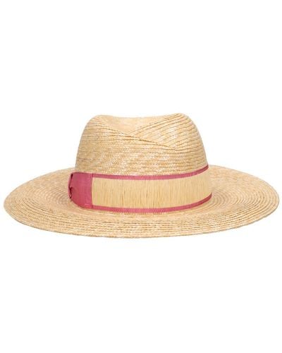 Borsalino Sombrero de paja con lazo - Rosa