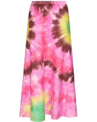 Gabriela Hearst Tie Dye Cashmere Knit Midi Skirt - Pink