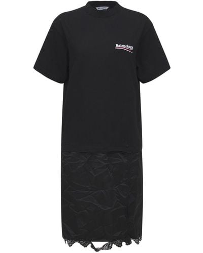 Balenciaga Cotton Jersey T-shirt Dress - Black