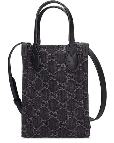 Gucci Mini Ophidia gg Denim Shoulder Bag - Black