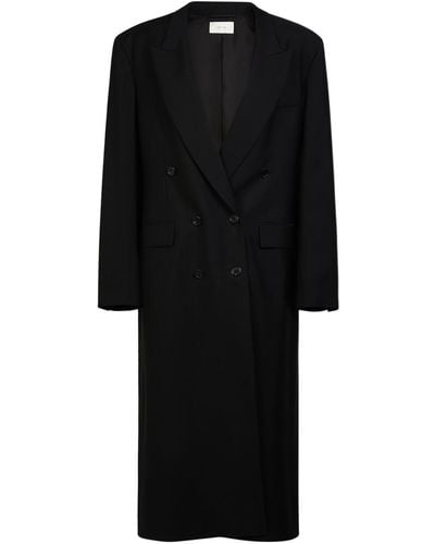 The Row Dennet Wool Long Coat - Black