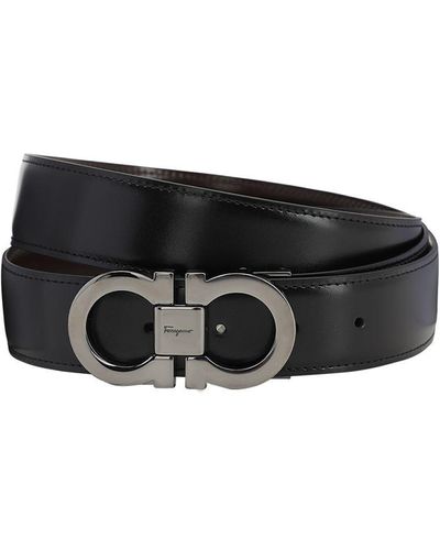 Ferragamo 3.5cm Reversible Leather Belt - Black