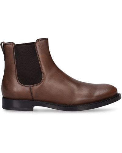 Tod's Leather Chelsea Boots - Brown