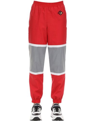 Burberry Pantalones Deportivos De Algodón Con Parche Logo - Rojo
