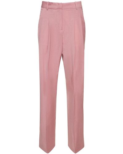 Frankie Shop Gelso High Rise Pleated Woven Wide Trousers - Pink