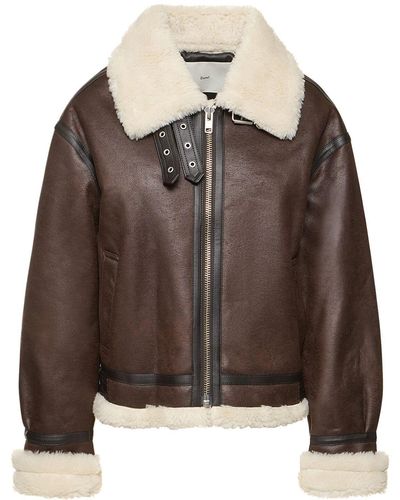 DUNST Loose Fit Faux Shearling Jacket - Brown