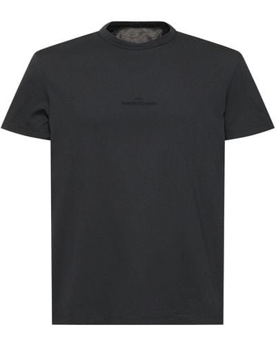 Maison Margiela T-shirt en jersey de coton à logo - Noir