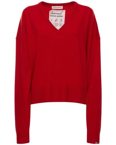 Extreme Cashmere Clash Cashmere Blend V Neck Sweater - Red