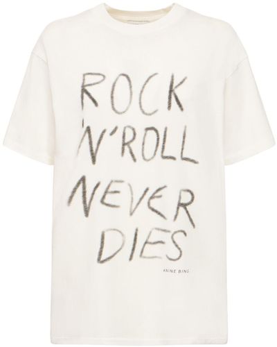Anine Bing Walker Rock N Roll Cotton T-shirt - Natural