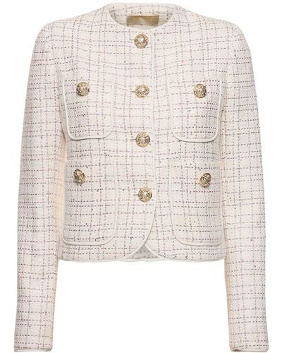 Elie Saab Collarless Tweed Crop Jacket - Natural