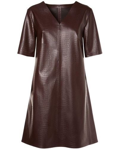 Max Mara Eliot Embossed Faux Leather Mini Dress - Brown
