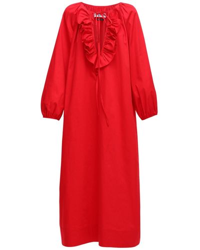 Acheval Pampa Langes Kleid Aus Baumwollsatin "gorrion" - Rot