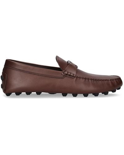 Tod's T Gommino Leather Loafers - Brown