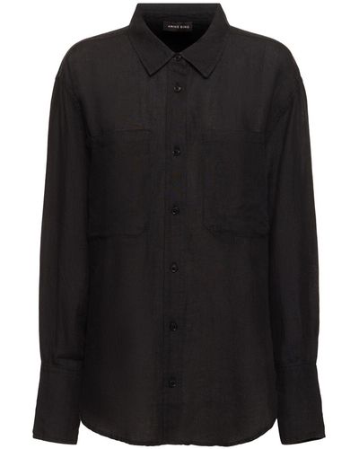 Anine Bing Dante Linen Blend Shirt - Black