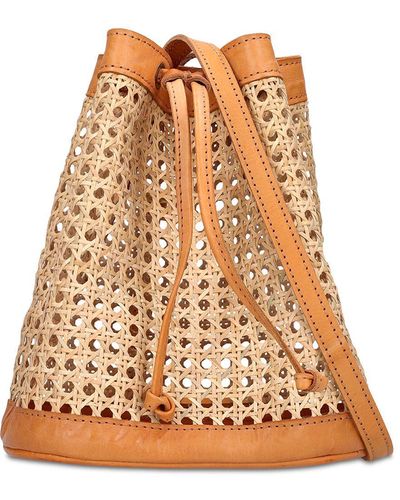 Bembien Benna Rattan & Leather Bucket Bag - Multicolour