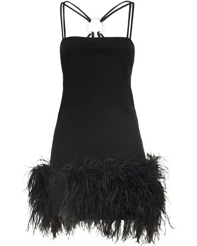 The Attico Fujiko Cady & Feathers Mini Dress - Black
